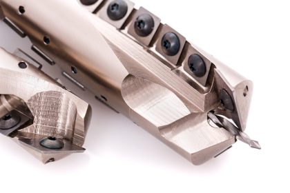 macro picture milling drill on a white background