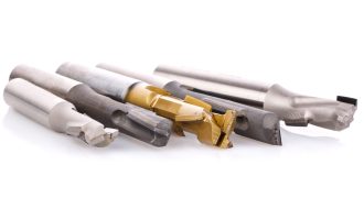 drill bits of different shapes for wood isolated on white background